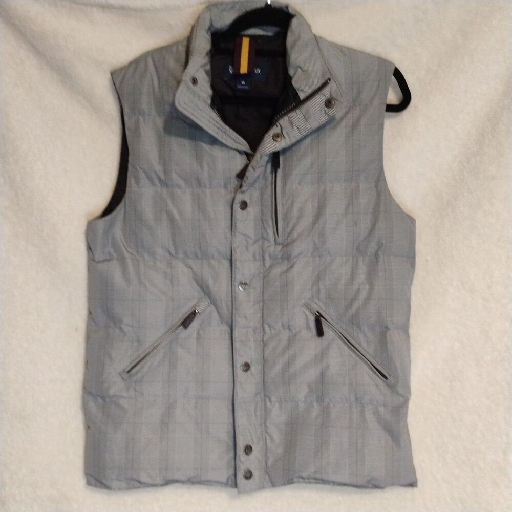Cremieux Gray Glen Plaid Puffer Vest Mens Medium Quilted Body Warmer